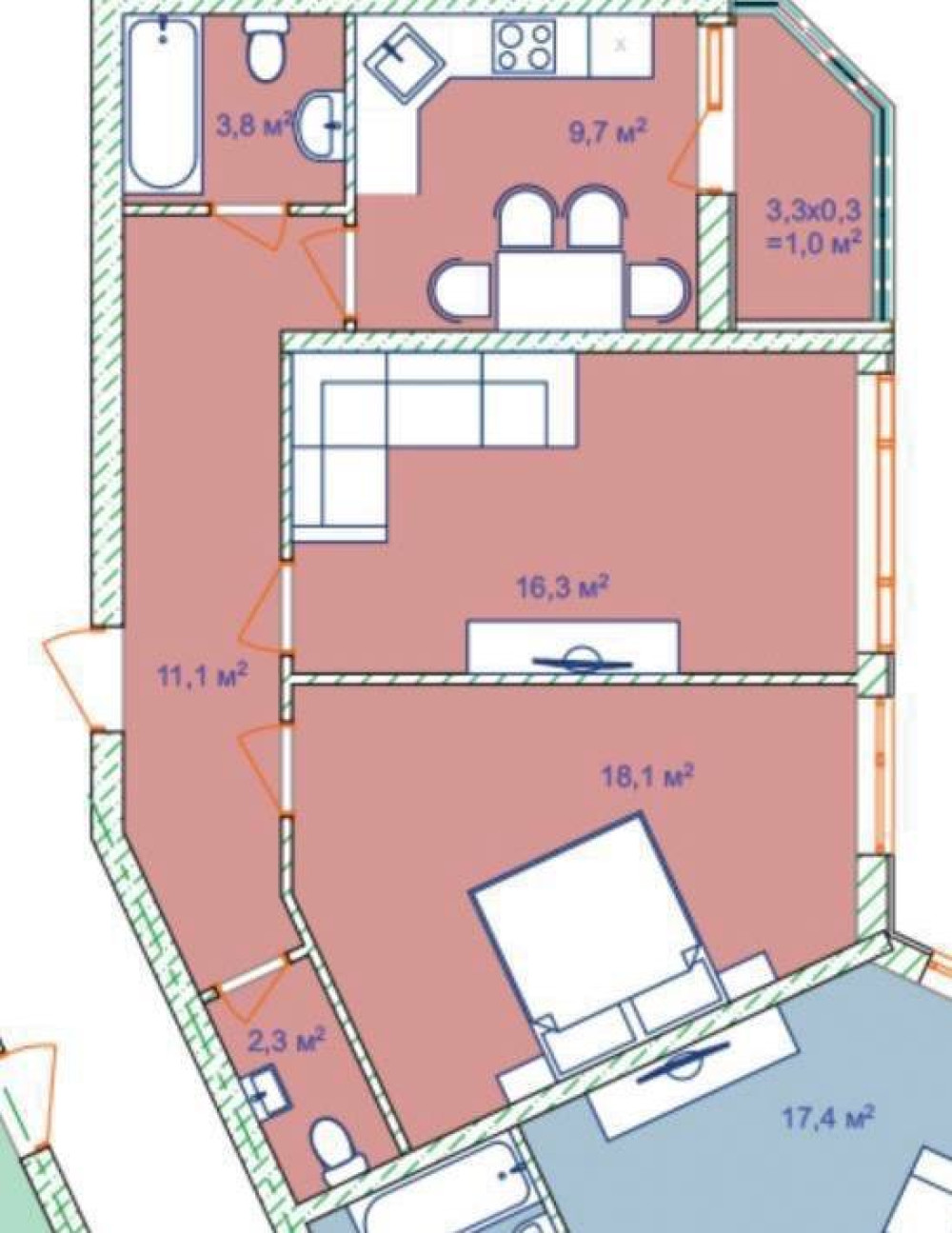 Квартира на ул. Фонтанская дорога (Киевский), 65 м², 55 000$ — FAKTOR