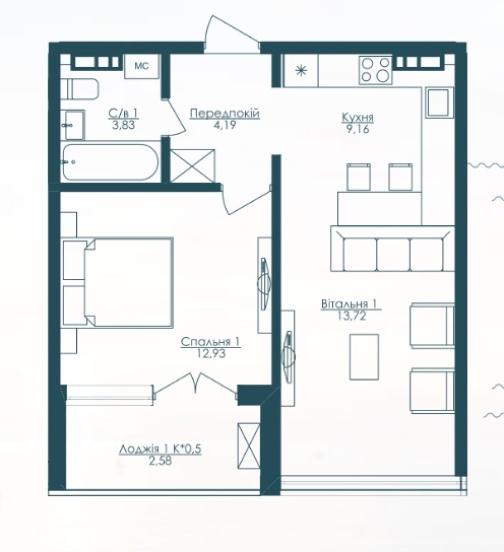 Квартира на ул. Французский бульвар, 46 м², 116 200$ — FAKTOR