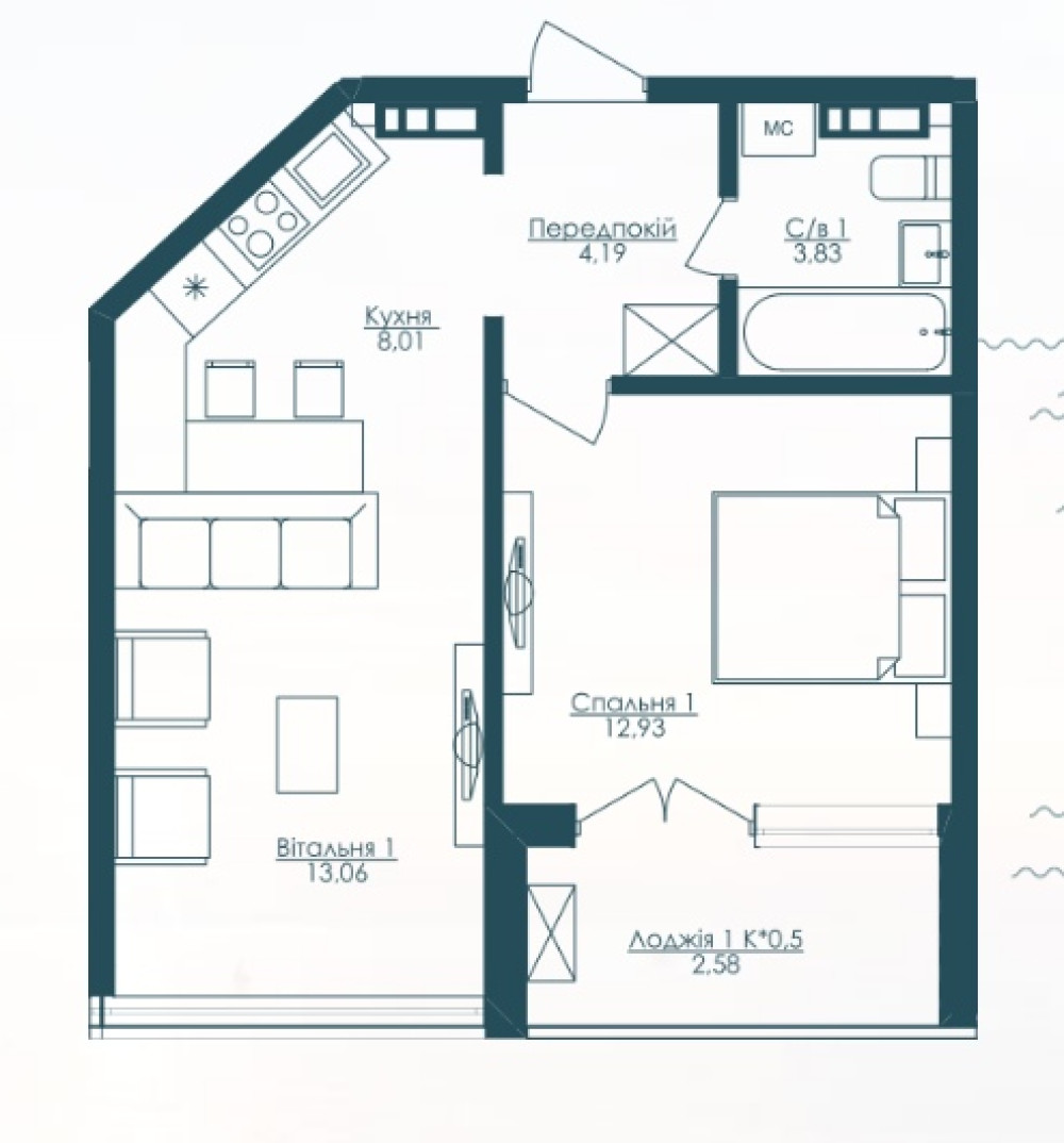 Квартира на ул. Французский бульвар, 49 м², 121 800$ — FAKTOR